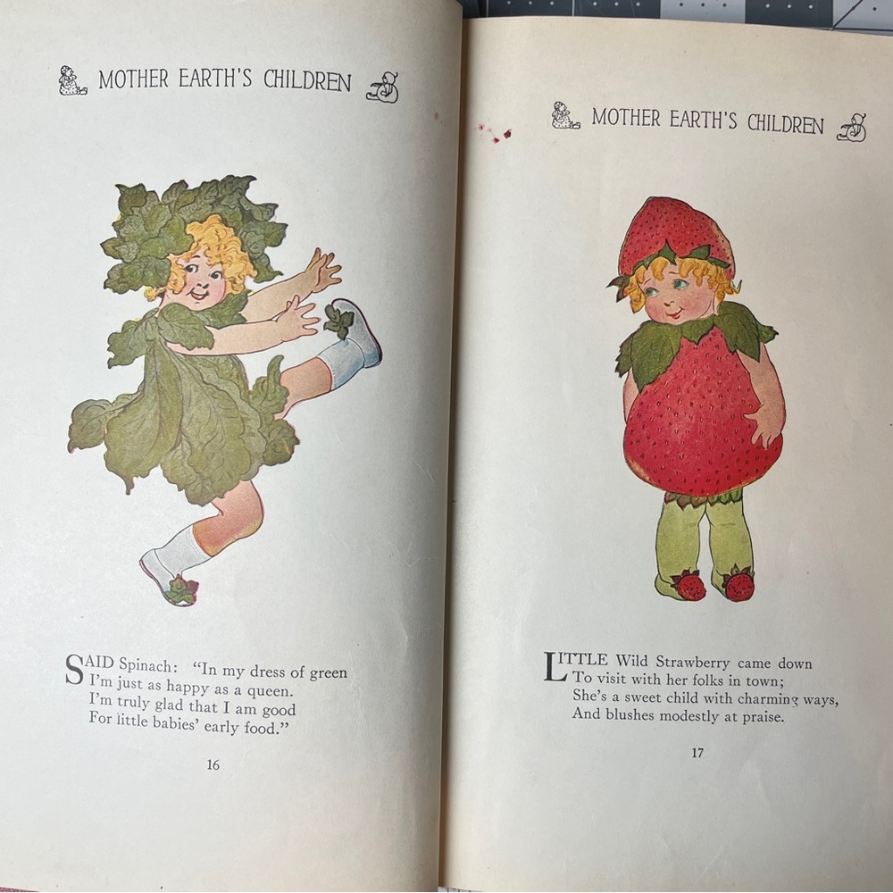 Mother Earth’s Children, Antique Book Ross Illustrator, Fruit Vegetable Hardback